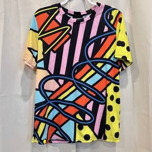 Fresh Hoops 80s Retro Design Shirt Large Geometric Artsy All Over Print 19334x